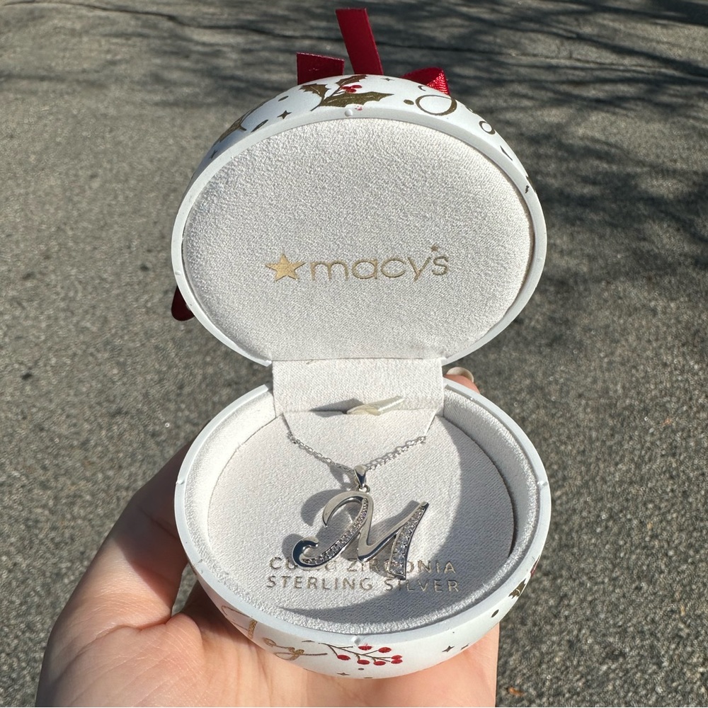 sterling silver M pendant necklace